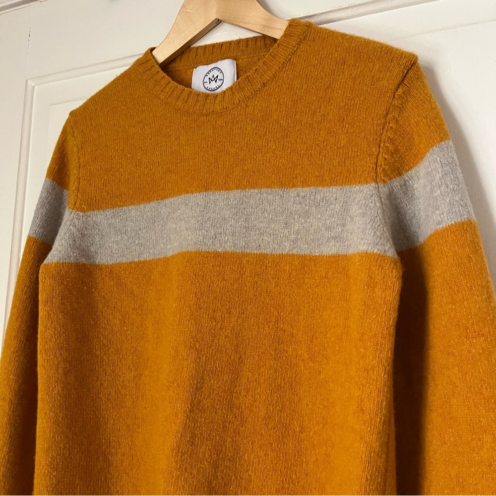 Denmark Lambswool Mustard and Grey Kronstadt Casual Sweater | small